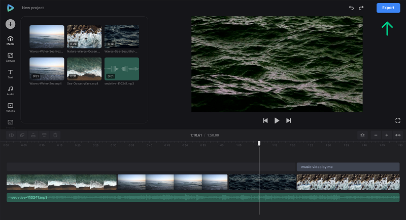 Export video to upload music to YouTube
