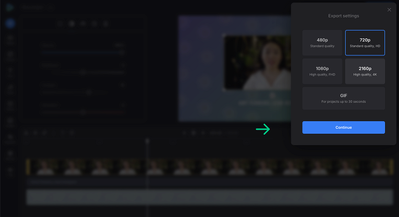 Process video with background Export video with background image