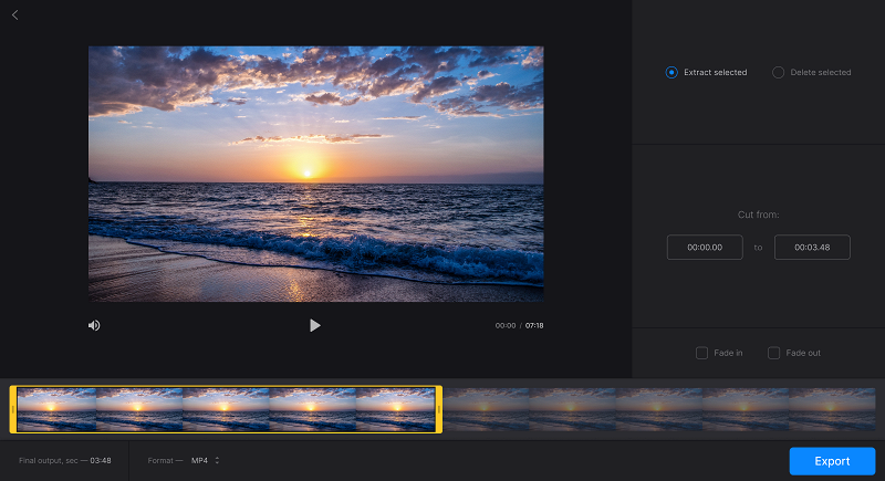 Extract to split video into parts