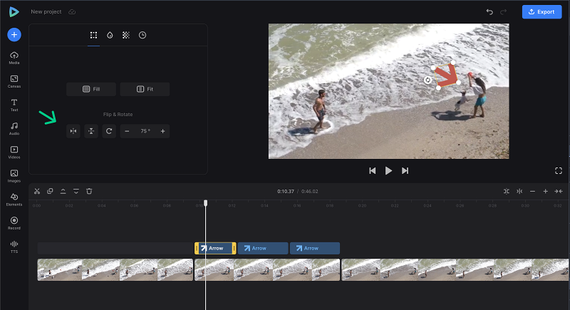 Flip rotate arrow overlay
