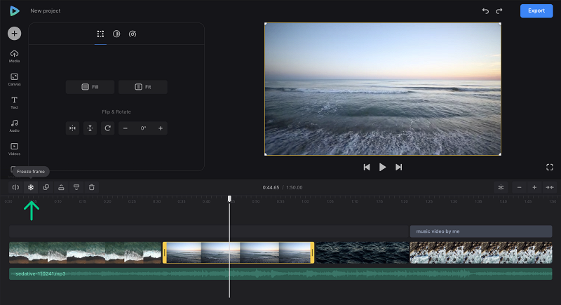 Freeze frame in video to upload music to YouTube