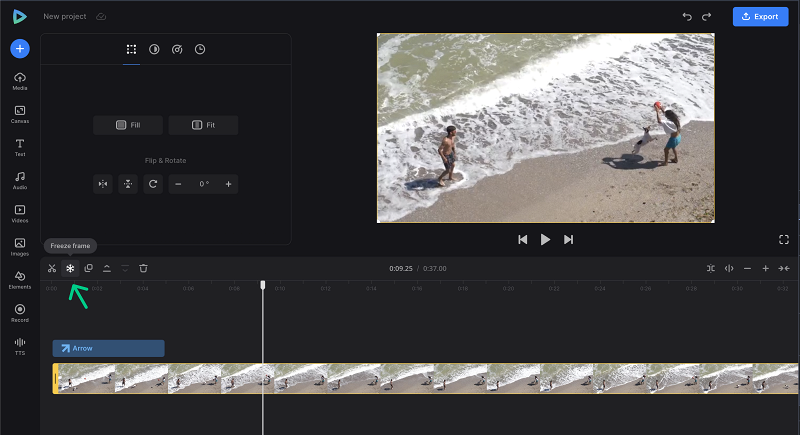 Freeze frame to insert arrow