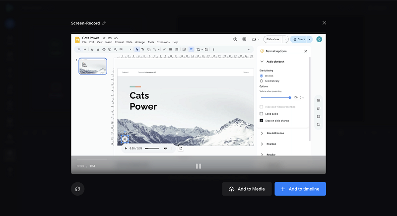 Google Slides presentation recording with voice over