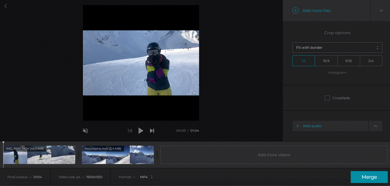Adjust and merge the uploaded videos