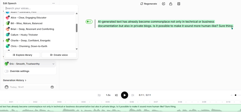 Humanized AI content with voiceover