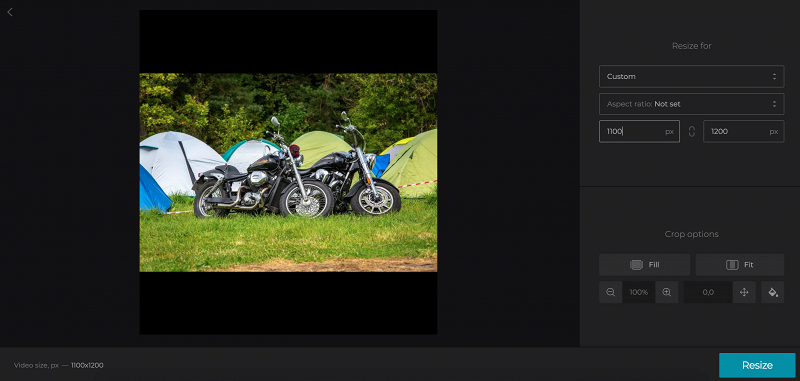 Insert custom dimensions for photo to post on Instagram