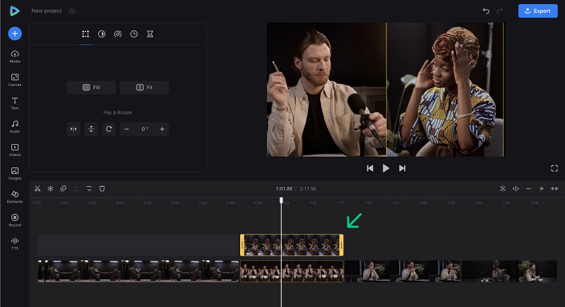 Place vodcast clips Layout video podcast