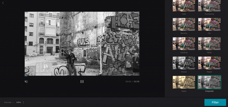 Make your video black and white by adding a filter