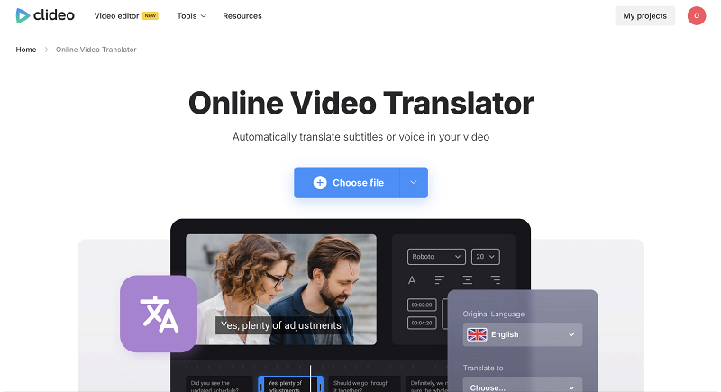 Online video translator