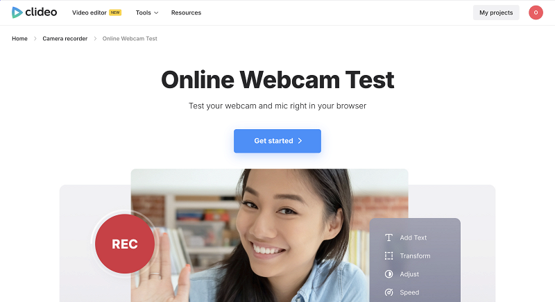 Online webcam test