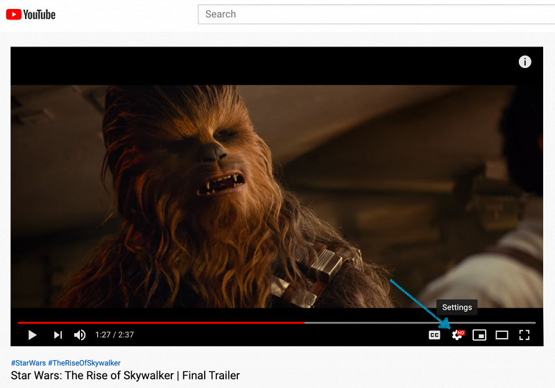 Slow down a video right on YouTube by opening the settings
