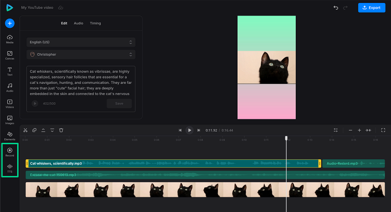 Record voiceover for YouTube video