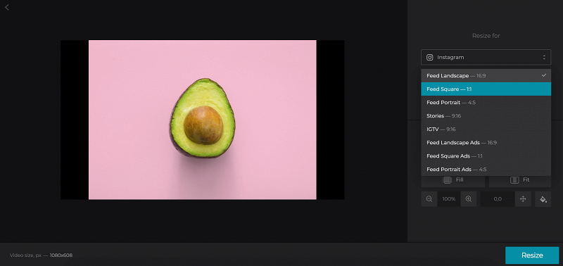 Resize image for Instagram