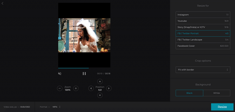 Select the necessary option to resize video for Twitter