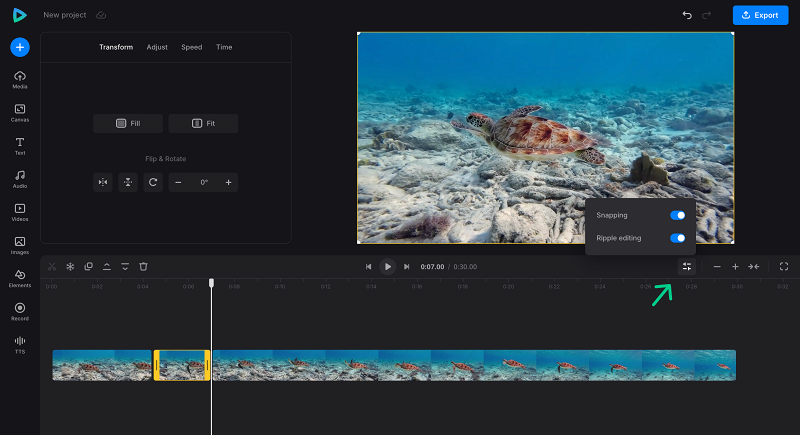 Ripple editing mode for video with AI voice