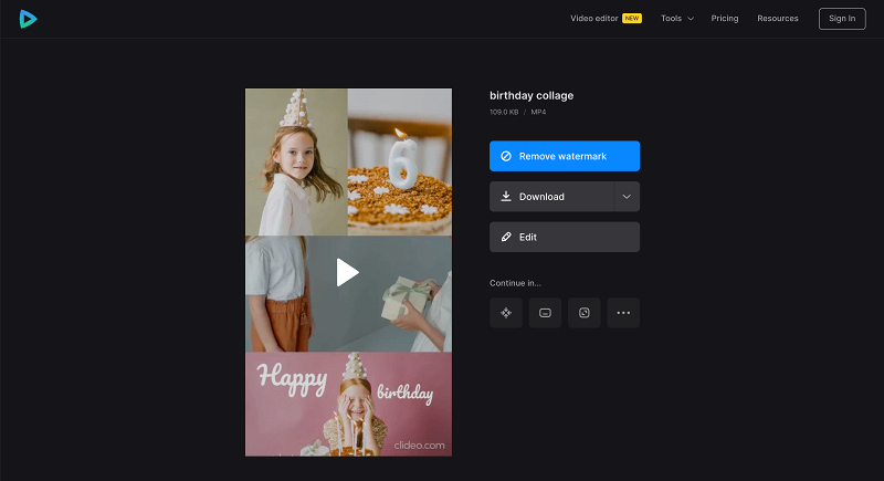 Save collage with pictures and videos