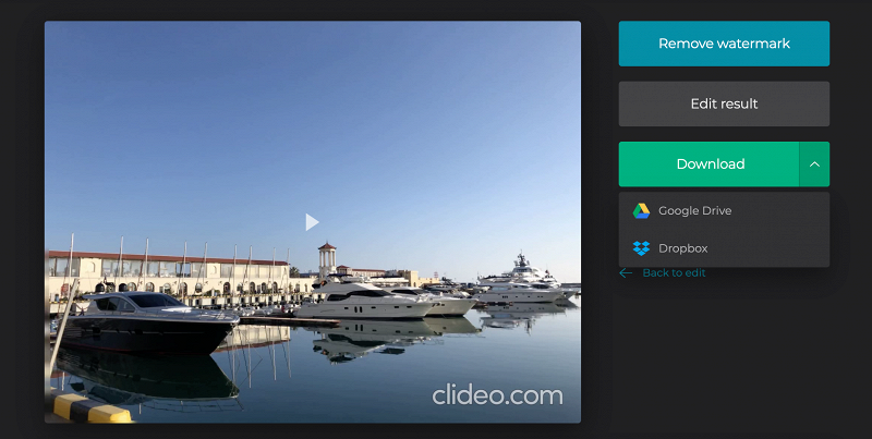 Download the cut video to your device or cloud service