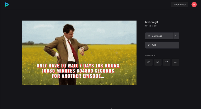 Save GIF with text