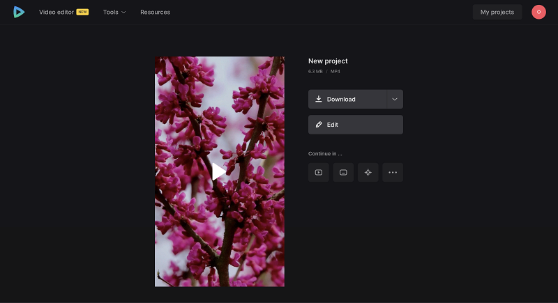 Download the created video to share on Instagram