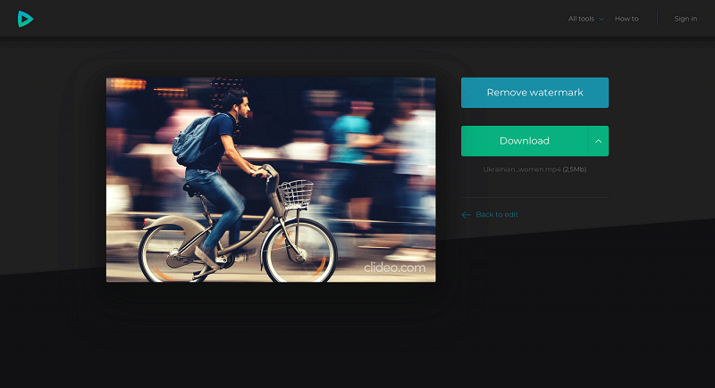 Download the reversed video from the Clideo tool