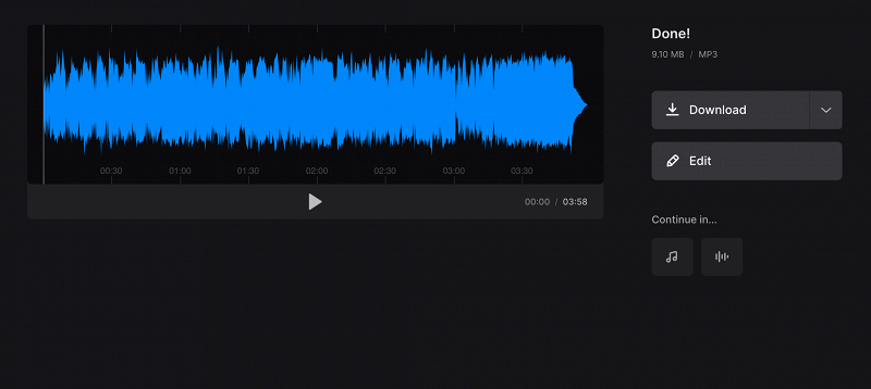 Download MP3 converted from video