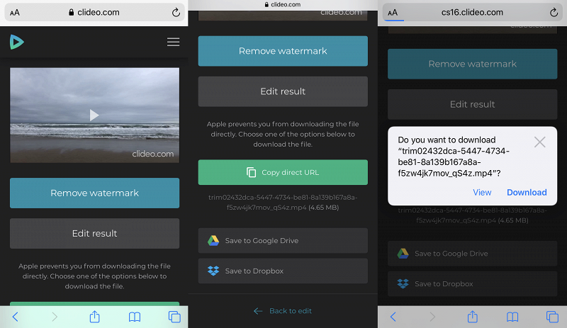Download the rotated video back to iPhone