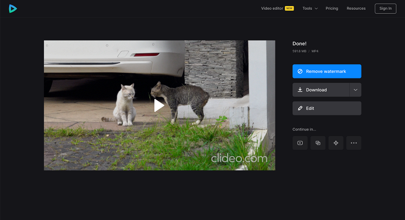 Download video with music in add music to video tool Save video clip with background music in add music to video tool
