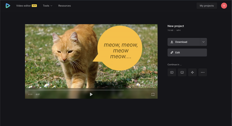 Save video video with talking bubble