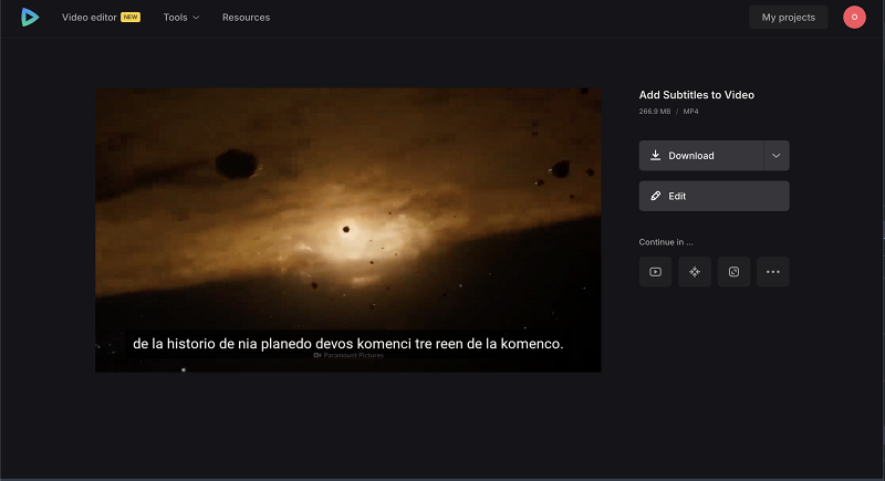 Save video with embedded mp4 subtitles