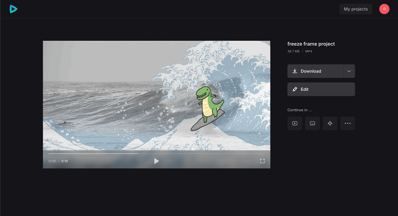 Save video with freeze frame effect