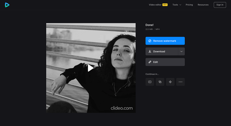 Download video with new aspect ratio Save video with new video proportions