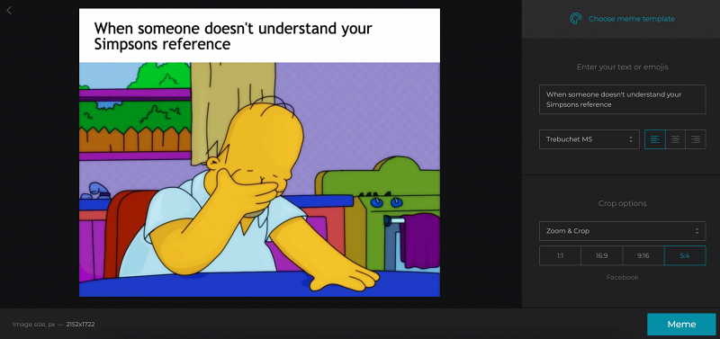 Select aspect ratio for Instagram meme