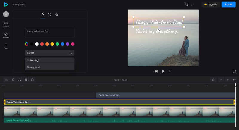 Select Happy Valentine's Day font