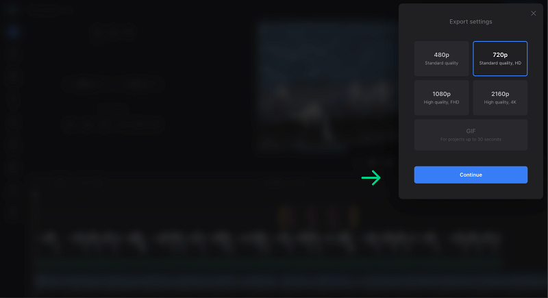 Select output quality for horizontal video for TikTok