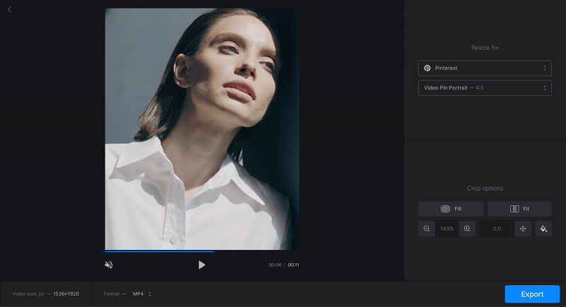 Select Pinterest video pin size