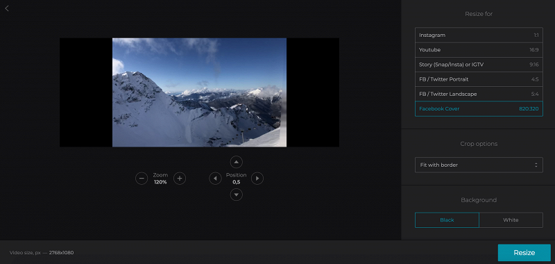 Resize video for Facebook cover with one click