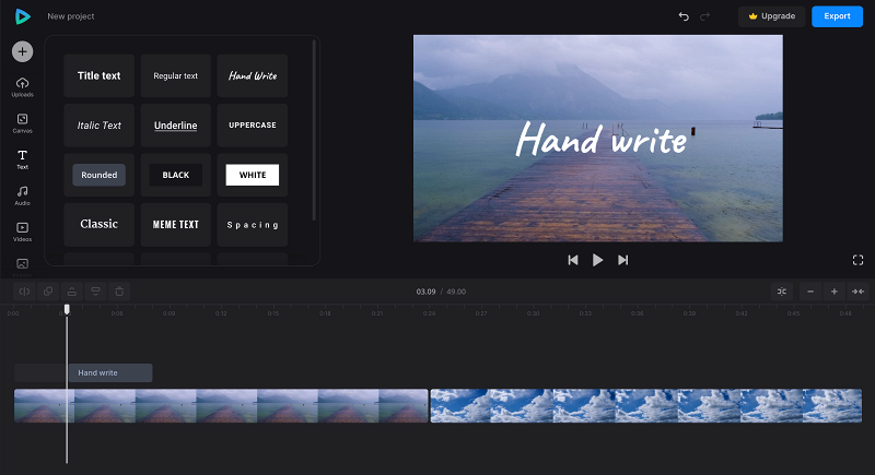 Select preset to add text to YouTube video or Shorts
