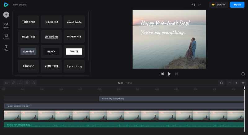  Select text preset for Happy Valentine's Day video