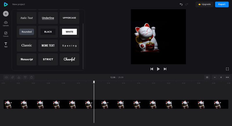 Select text preset for watermark on Pinterest video