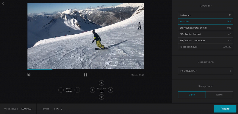 Choose the YouTube video size