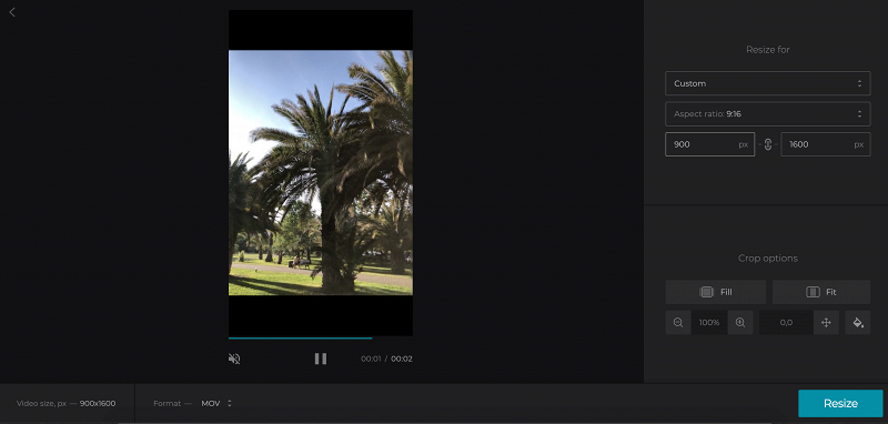 Set aspect ratio for TikTok video