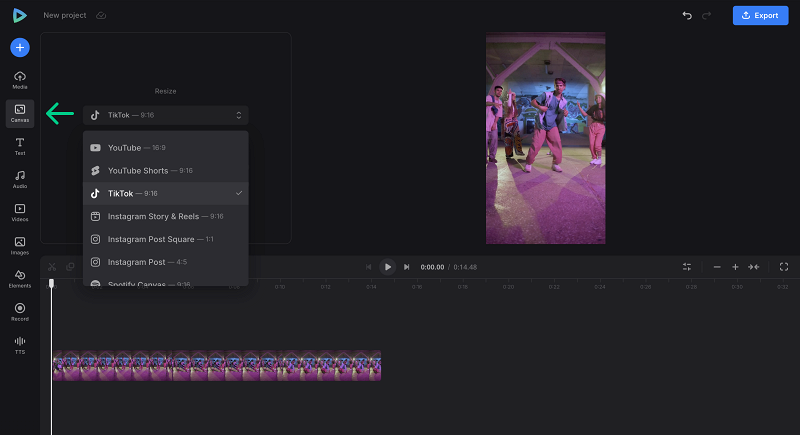 Set canvas for a viral TikTok video