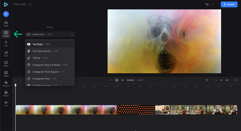 Set canvas to make a Halloween challenge video