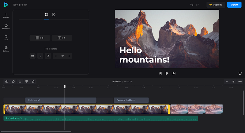 Settings in photo to video converter