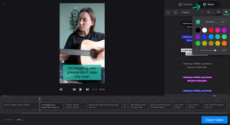 Stylize captions on YouTube video