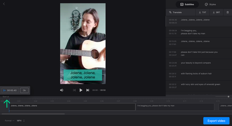 Sycn captions on YouTube video