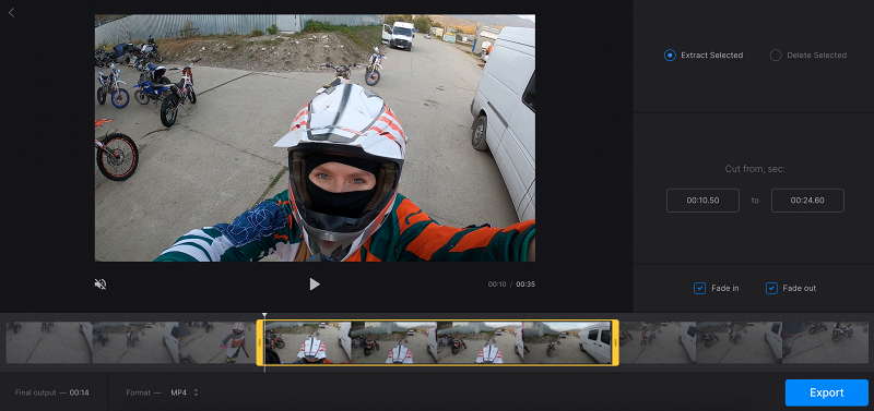 Take clip from video by choosing an option