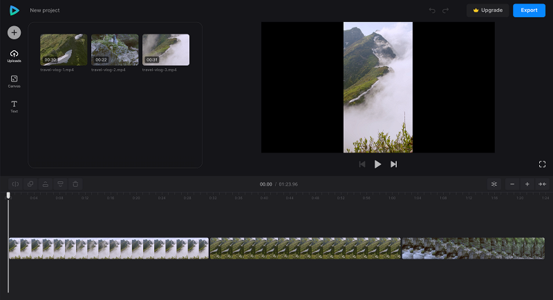 Timeline with files to edit vlog video