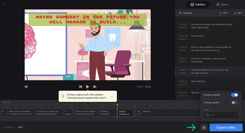 Translate video with subtitles