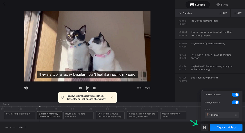 Translate with AI dubbing